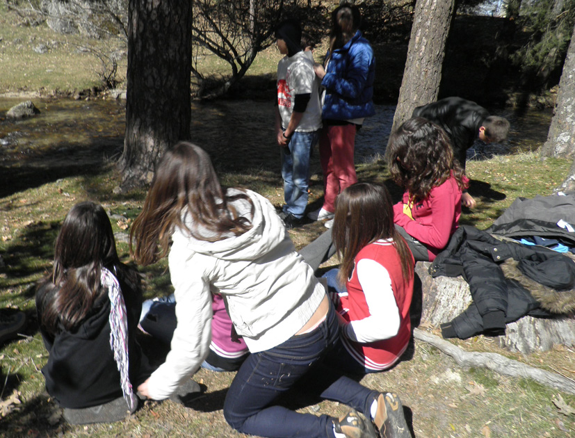 Los participantes en la actividad toman notas sobre sus observaciones