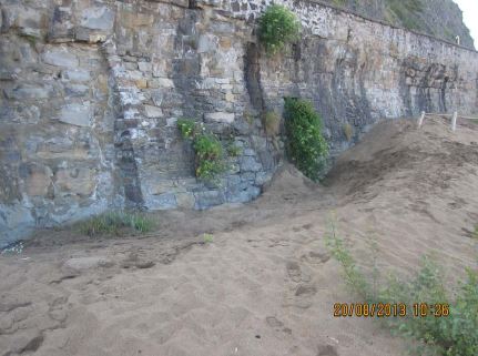 Plan PIMA Adapta – Proyecto de restauración de la duna de la playa de Santiago.(Zona del drenaje transversal de la N-634). Antes.