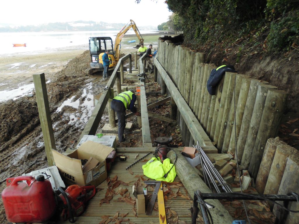 Durante las obras (playa de San Valentín (Fene))