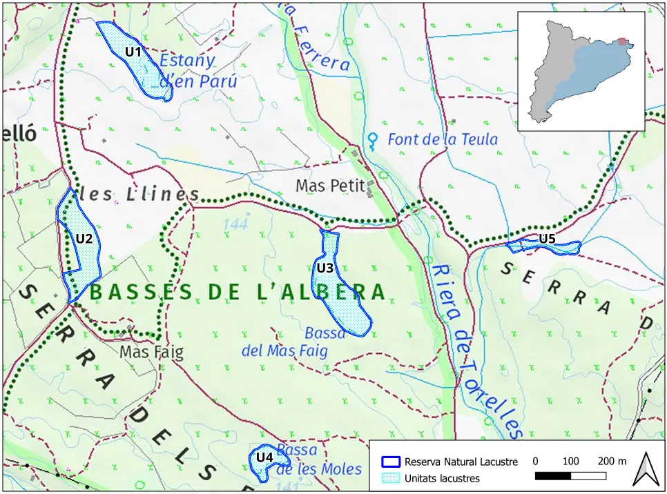 Mapa detalle Estanys de les Alberes – Estanys de Cantallops