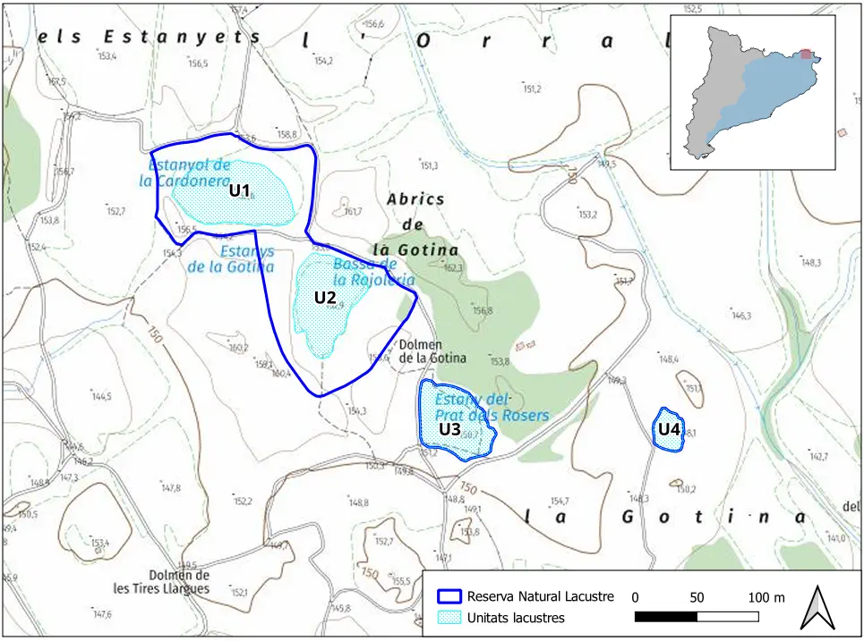 Mapa detalle Estanys de les Alberes – Estanys de la Gotina
